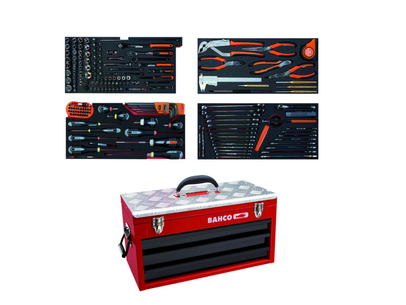 BAHCO 1483KHD3RB FF3 Metallic Tool Box General Purpose Toolkit 193 Pcs Red Box Tools