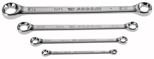 Facom 59TX.J4 Set of 4 straight ring wrenches with Torx profile