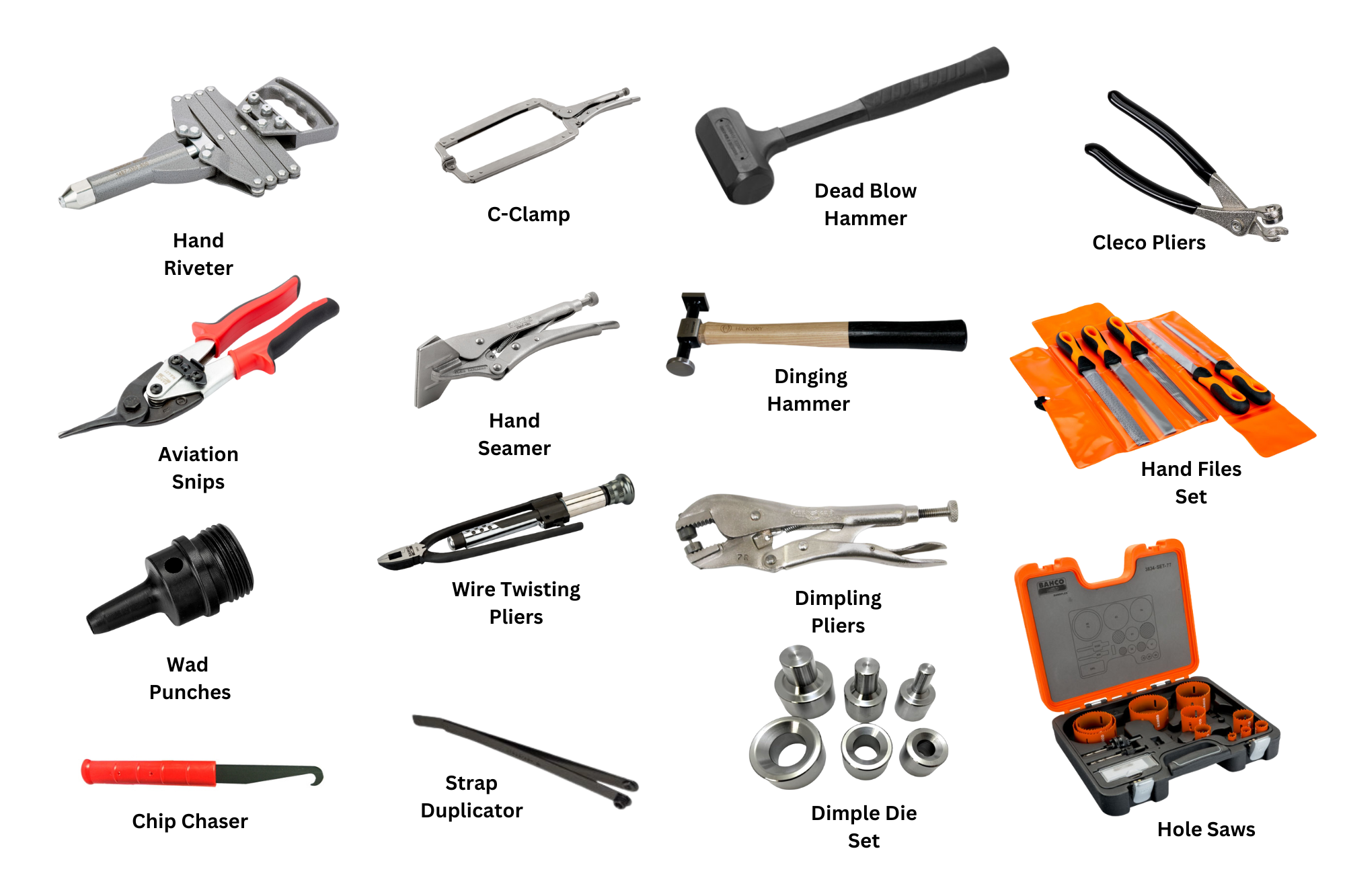 Collection of Sheet Metal Hand Tools